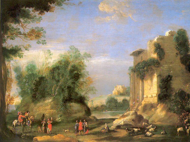 Napoletano, Filippo Landscape with Ruins and Figures